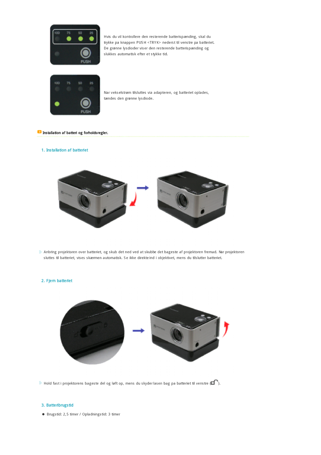 Samsung SPP300MEMX/EDC manual Batteribrugstid 