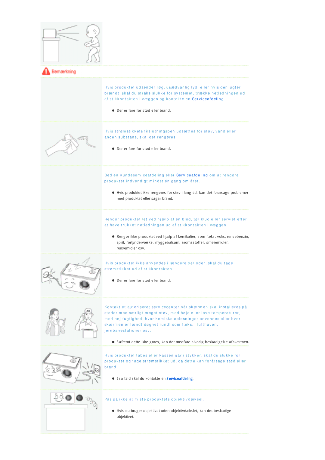 Samsung SPP300MEMX/EDC manual Pas på ikke at miste produktets objektivdæksel 