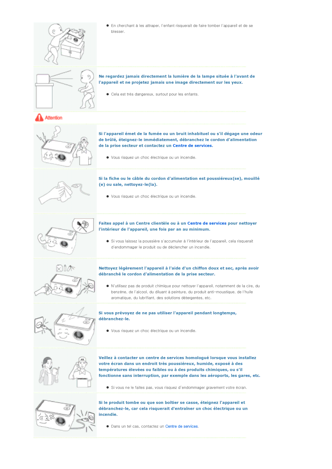 Samsung SPP310MEMX/EDC manual Cela est très dangereux, surtout pour les enfants 