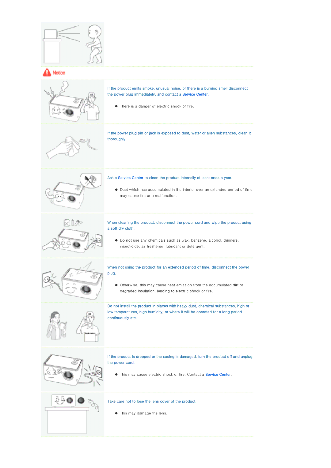 Samsung SPP310MEMX/EDC manual Take care not to lose the lens cover of the product 