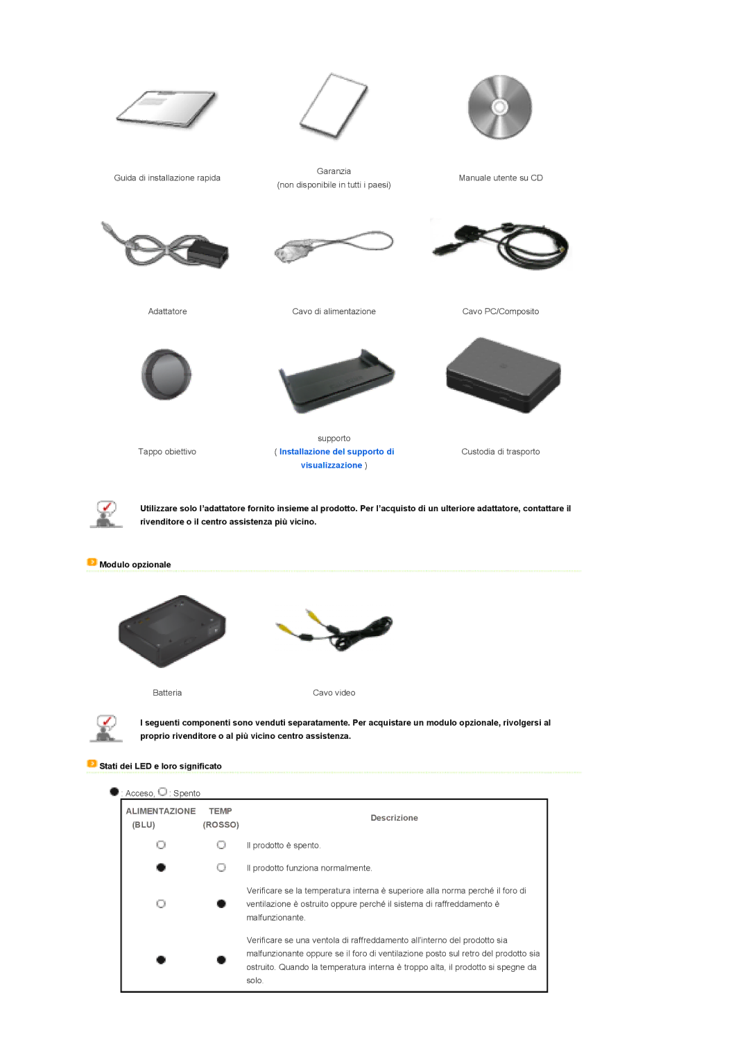 Samsung SPP310MEMX/EDC manual Descrizione, Blurosso 