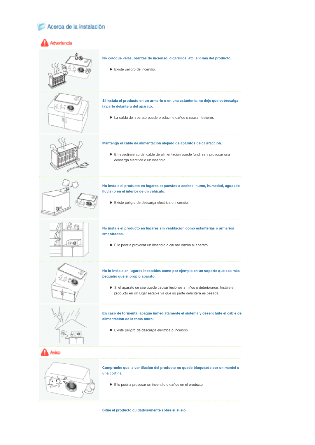 Samsung SPP310MEMX/EDC manual Sitúe el producto cuidadosamente sobre el suelo 