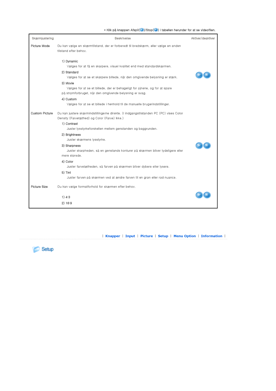 Samsung SPP310MEMX/EDC manual Dynamic, Standard, Movie, Custom, Contrast, Brightness, Sharpness, Color, Tint, 169 