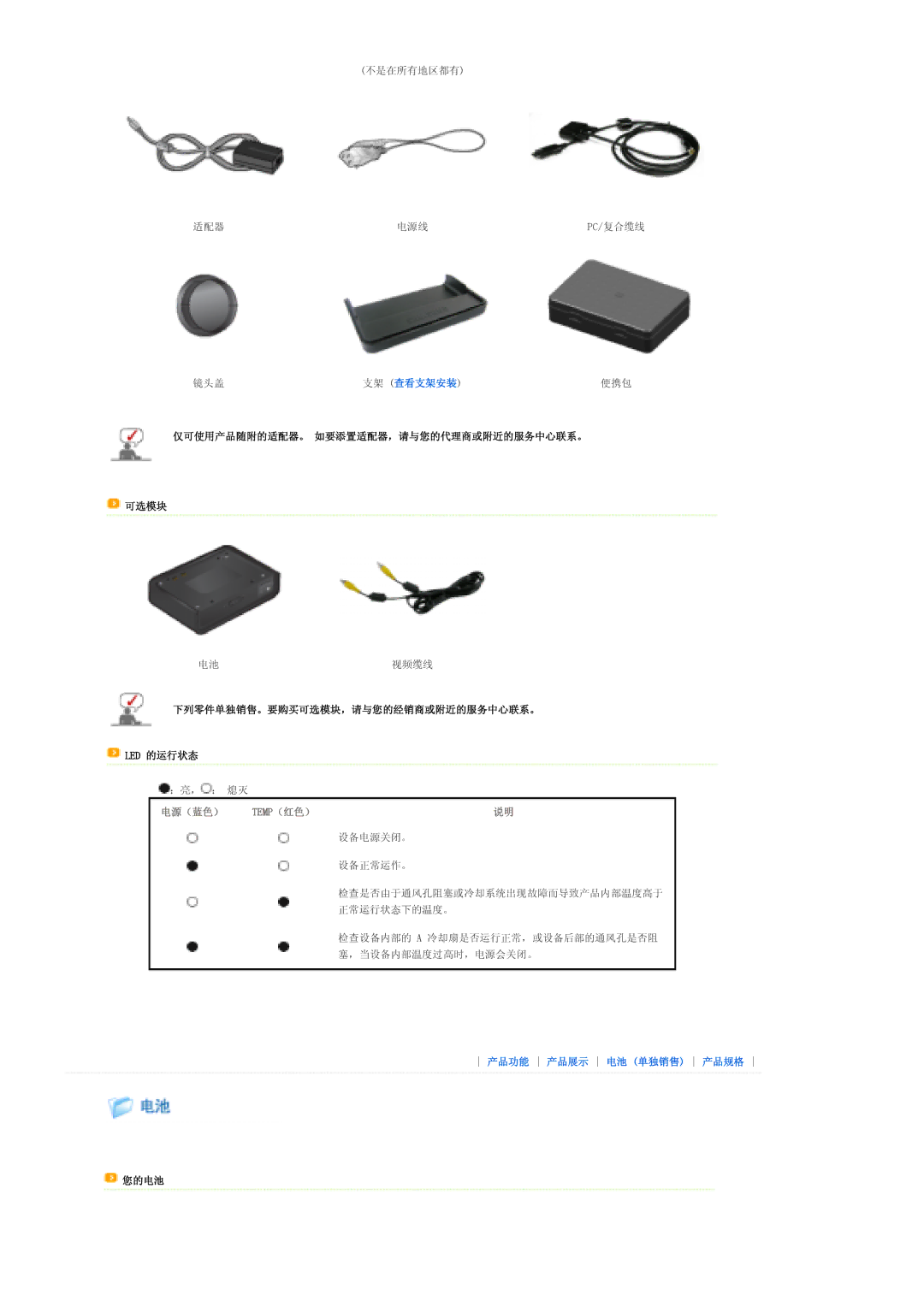 Samsung SPP310MEMX/EDC manual 支架 查看支架安装, 电源（蓝色） Temp（红色） 