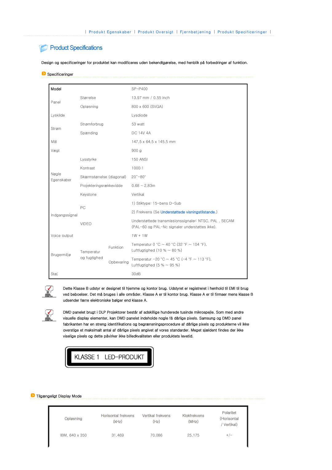 Samsung SPP400BX/EN manual Model, IBM, 640 x 31,469 70,086 25,175 