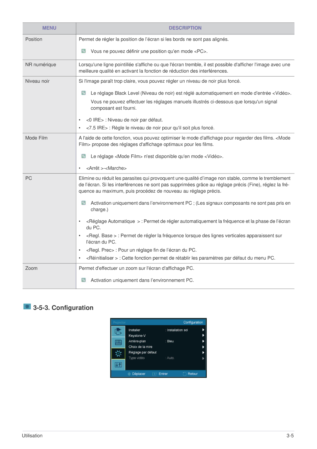 Samsung SPP410MX/EN, SPP410MEX/EN manual Configuration, Arrêt -Marche 