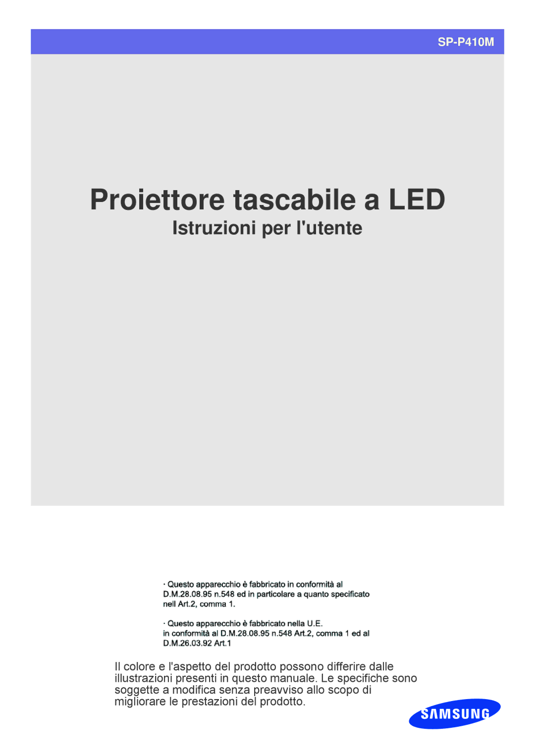 Samsung SPP410MX/EN, SPP410MEX/EN manual LED Pocket-projektor 