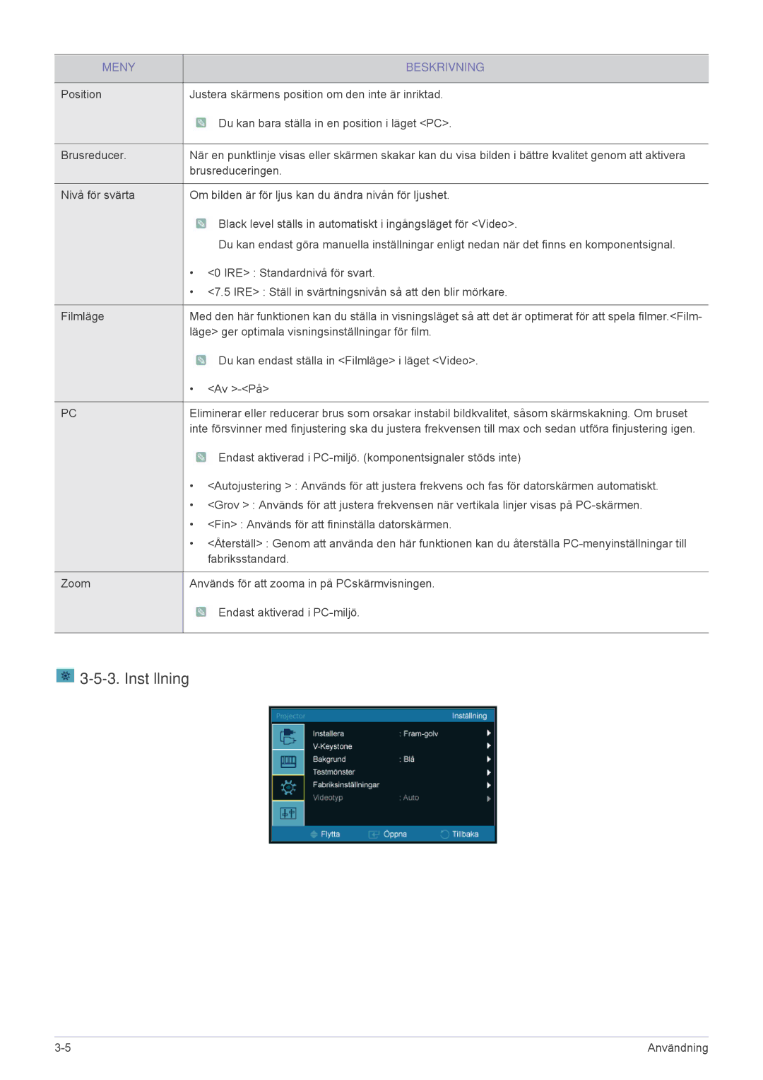 Samsung SPP410MEX/EN, SPP410MX/EN manual Inställning, Av -På 