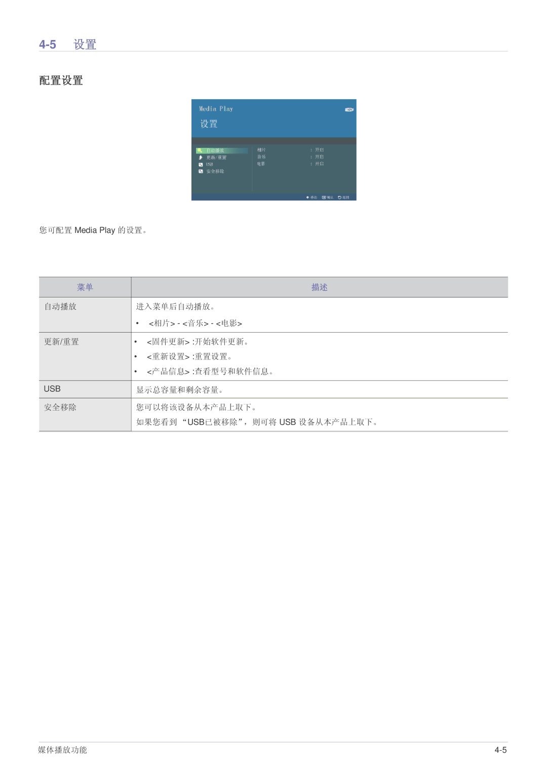 Samsung SPP410MX/EN, SPP410MEX/EN manual 配置设置 