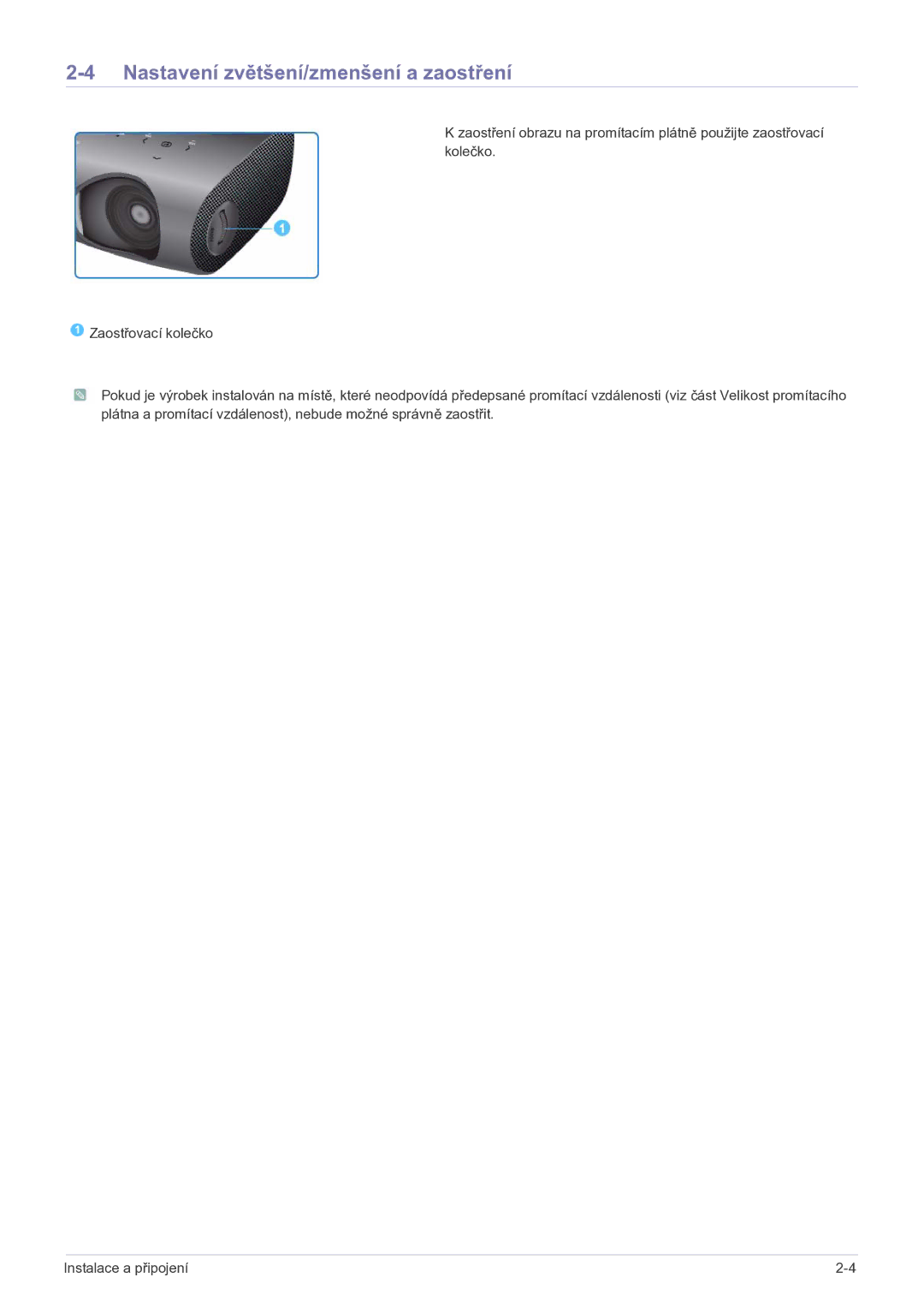 Samsung SPP410MX/EN manual Nastavení zvětšení/zmenšení a zaostření 