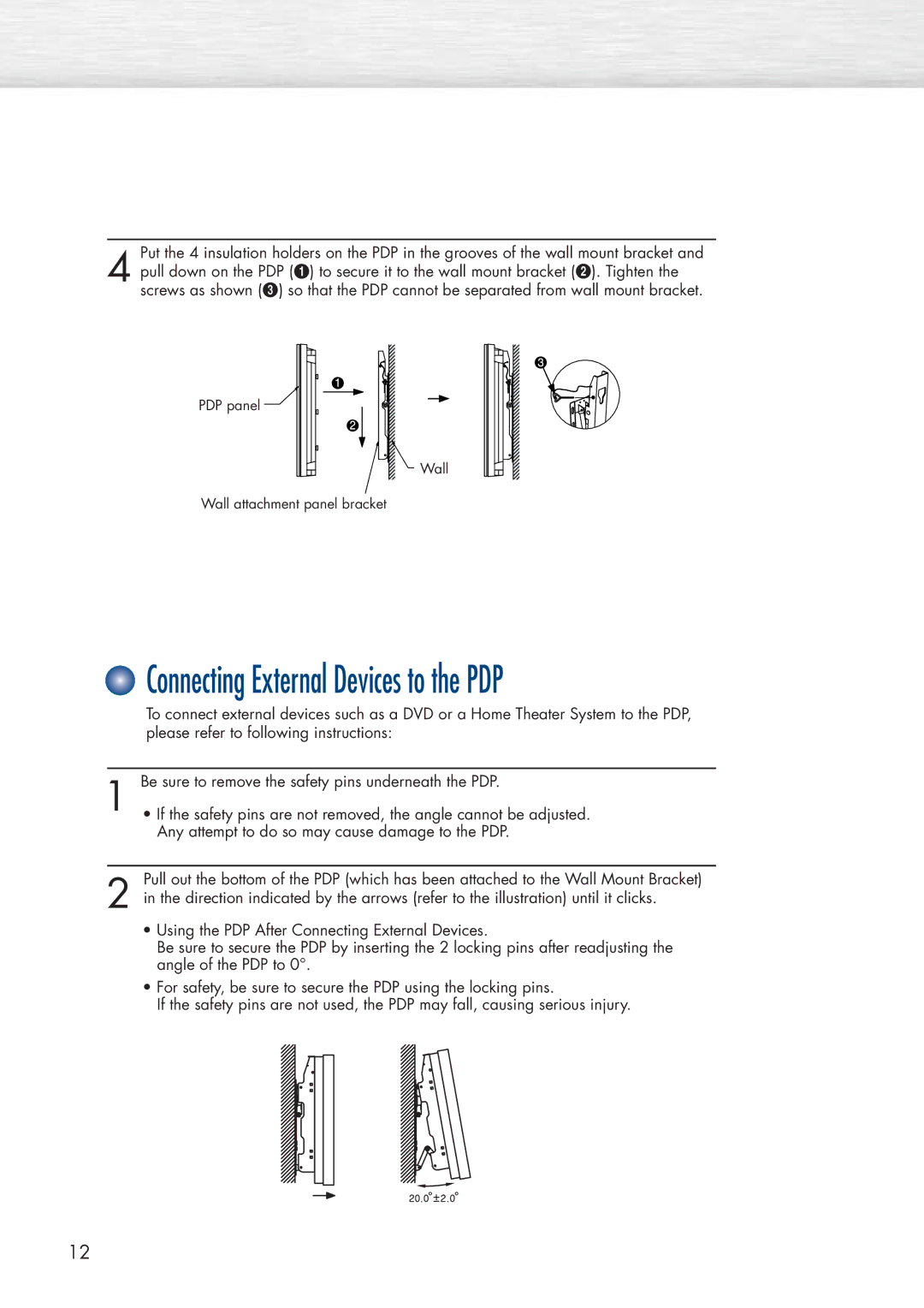 Samsung SPP4251 manual Connecting External Devices to the PDP 