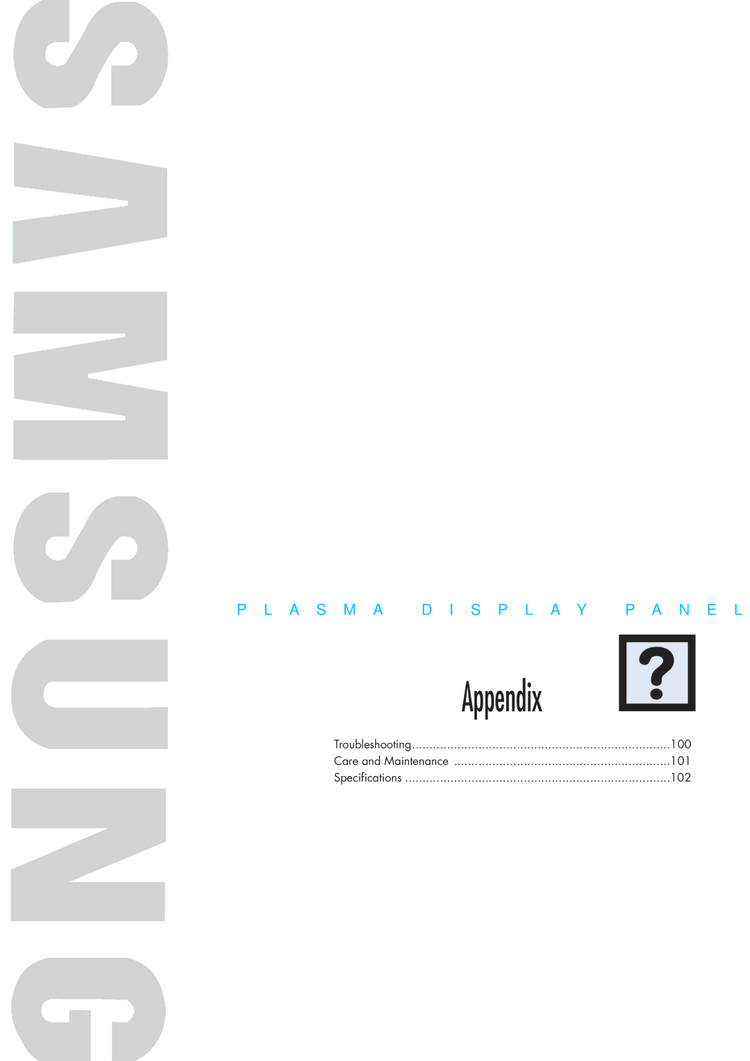 Samsung SPP4251 manual Appendix 