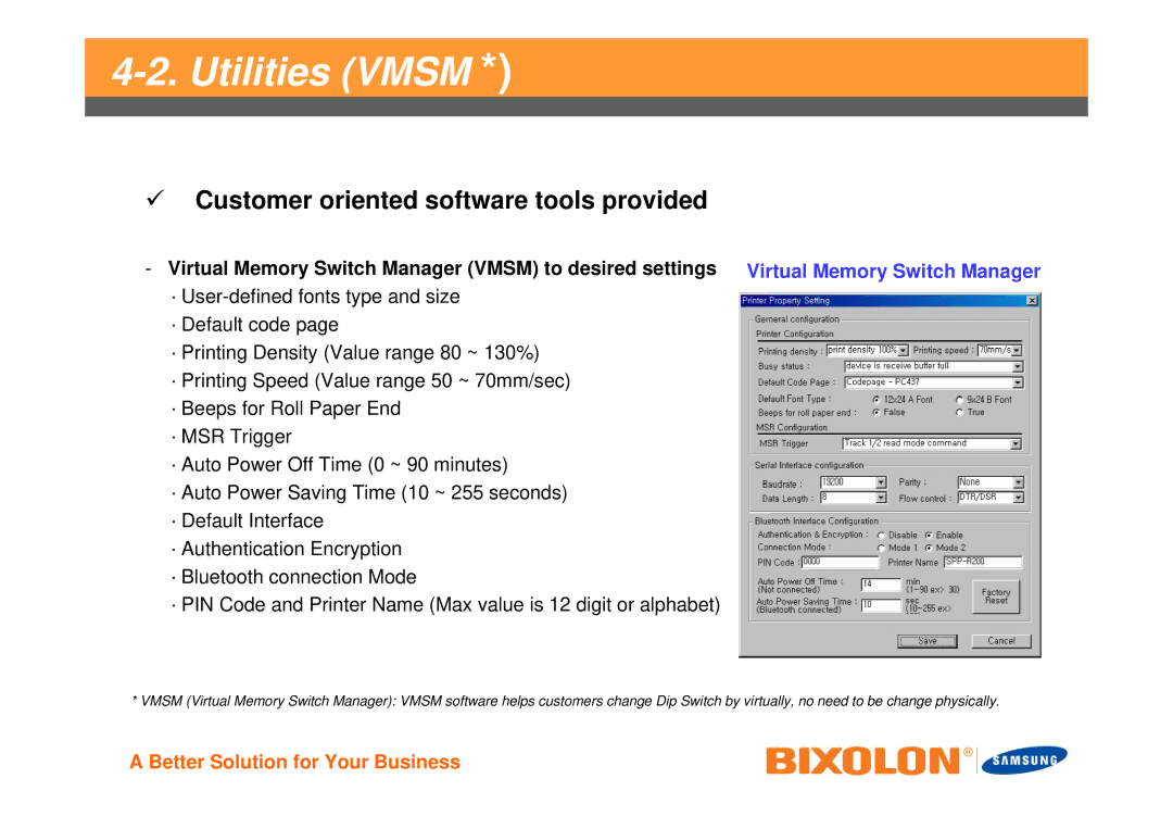 Samsung SPPR200BG manual Utilities Vmsm 