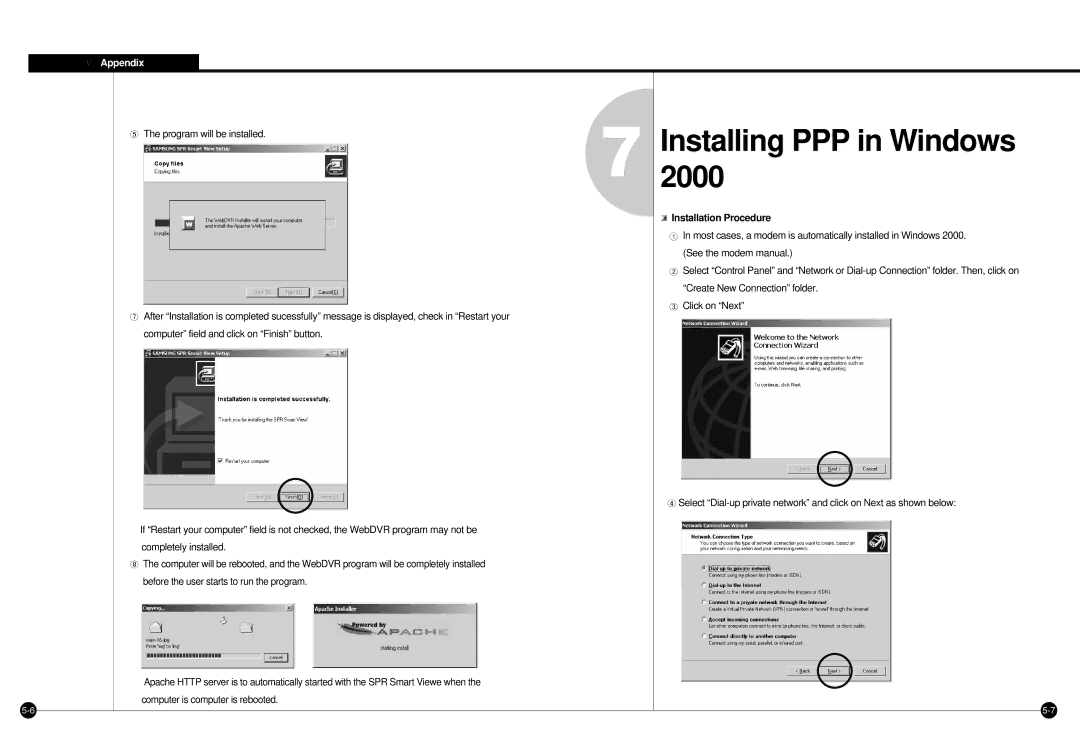 Samsung SPR-7416 manual Installing PPP in Windows, Installation Procedure 