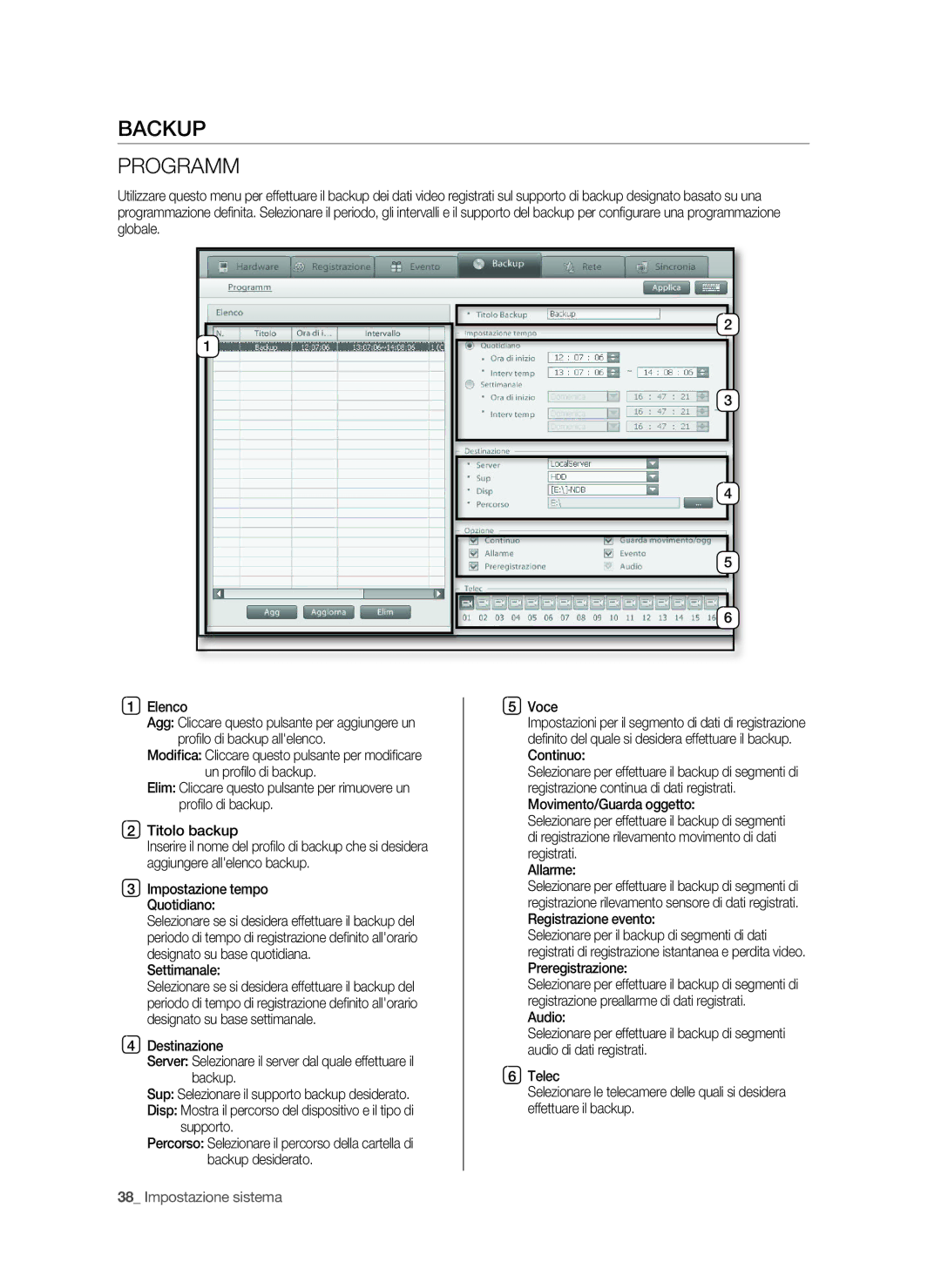 Samsung SPR-9816P manual Backup Programm 