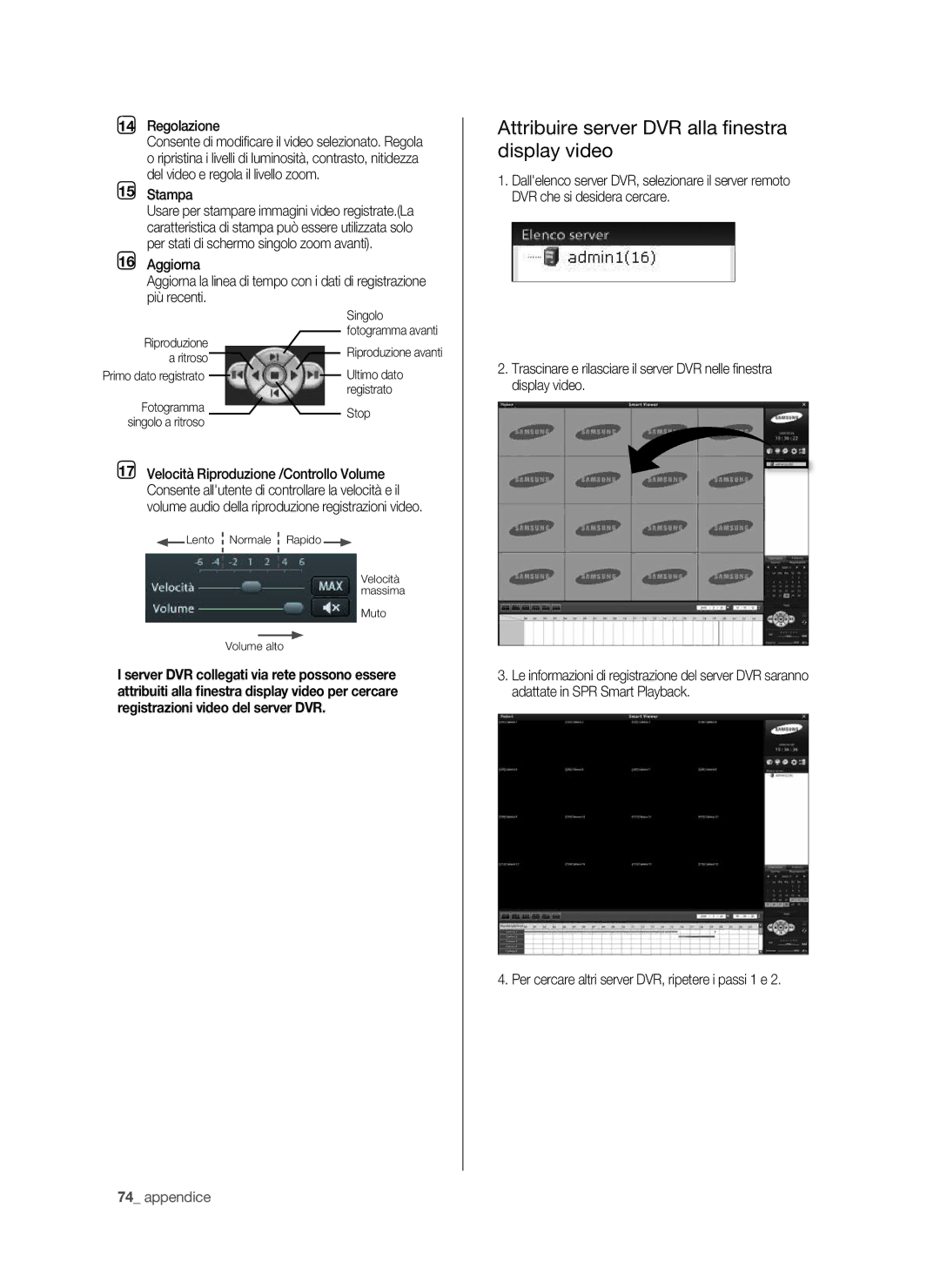 Samsung SPR-9816P manual Attribuire server DVR alla finestra display video, Regolazione 