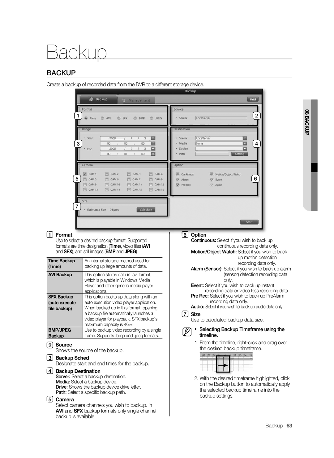 Samsung SPR-9816P manual Backup 