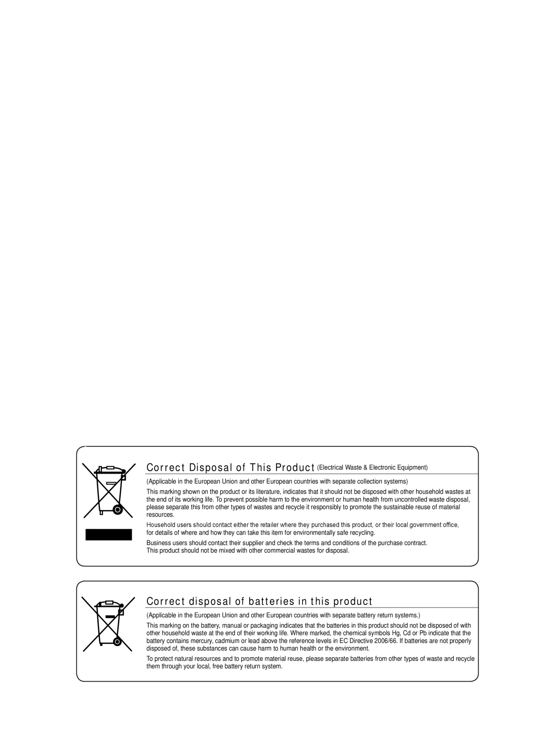 Samsung SPR-9816P manual Correct disposal of batteries in this product 