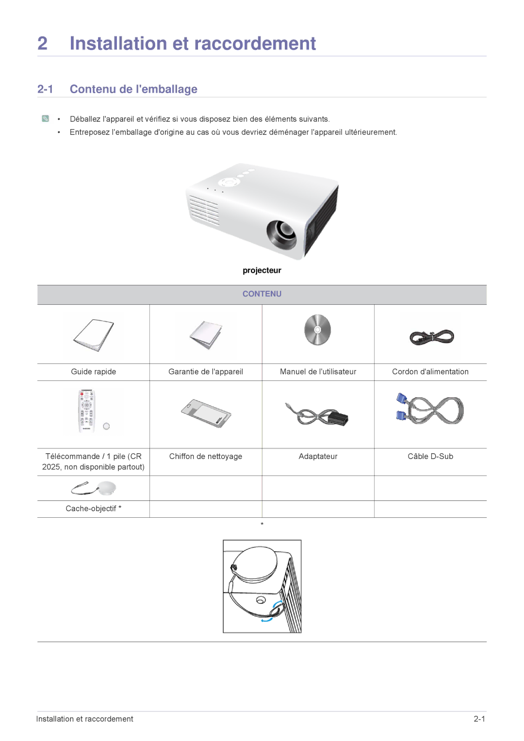 Samsung SPU300MEX/EN, SPU300MX/EN manual Installation et raccordement, Contenu de lemballage 