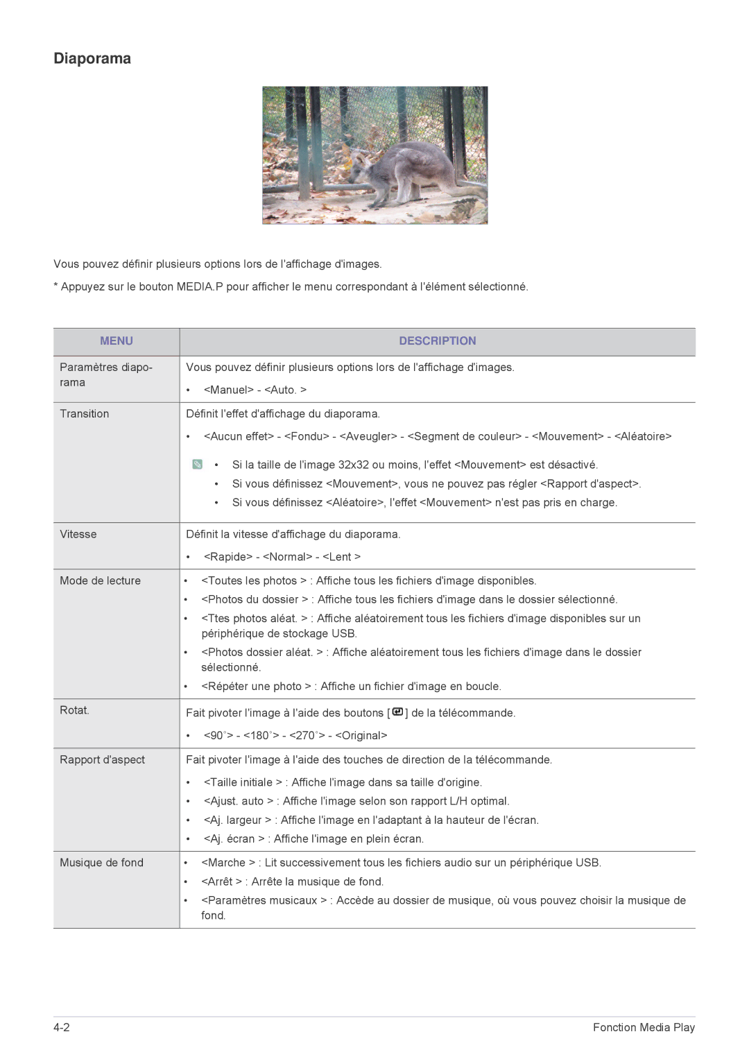 Samsung SPU300MX/EN, SPU300MEX/EN manual Diaporama 