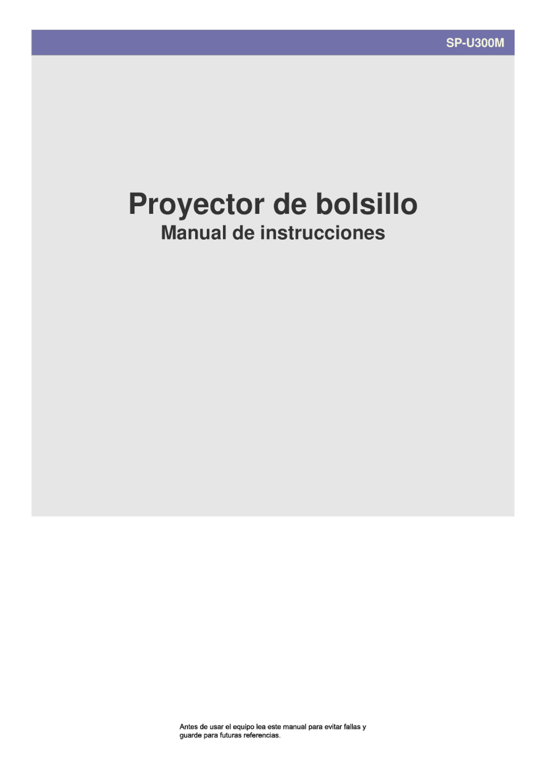 Samsung SPU300MX/EN, SPU300MEX/EN manual Proyector de bolsillo 