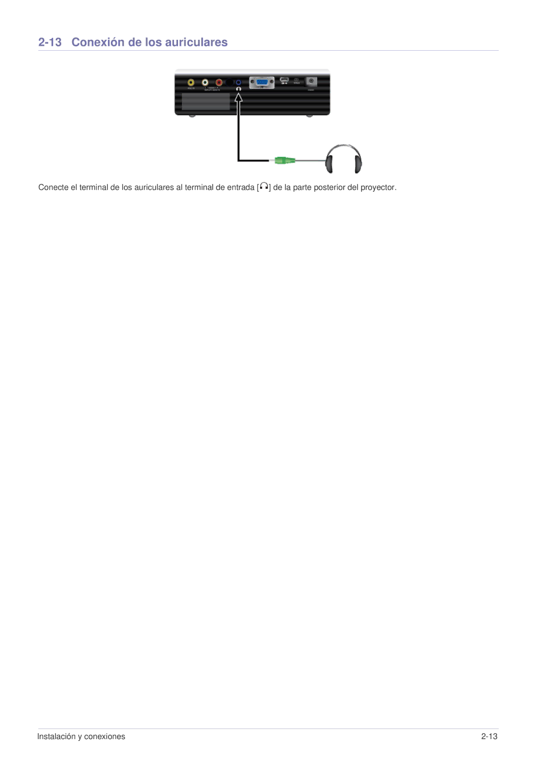 Samsung SPU300MEX/EN, SPU300MX/EN manual Conexión de los auriculares 