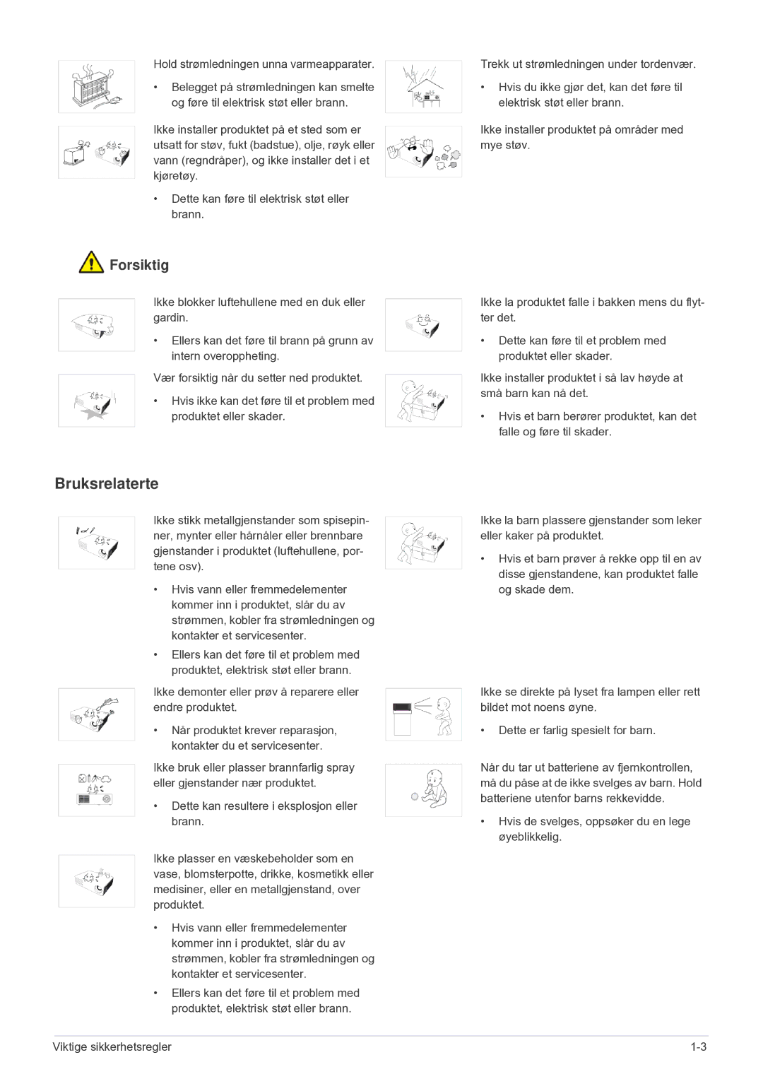 Samsung SPU300MEX/EN manual Bruksrelaterte 