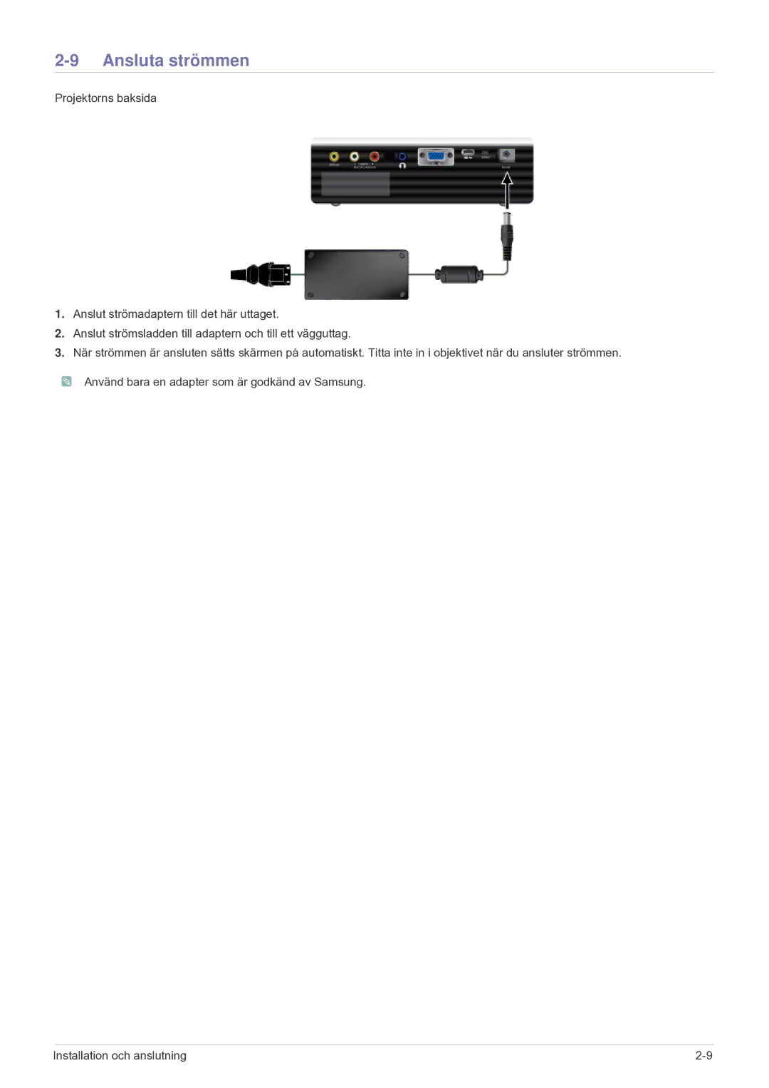 Samsung SPU300MEX/EN manual Ansluta strömmen 