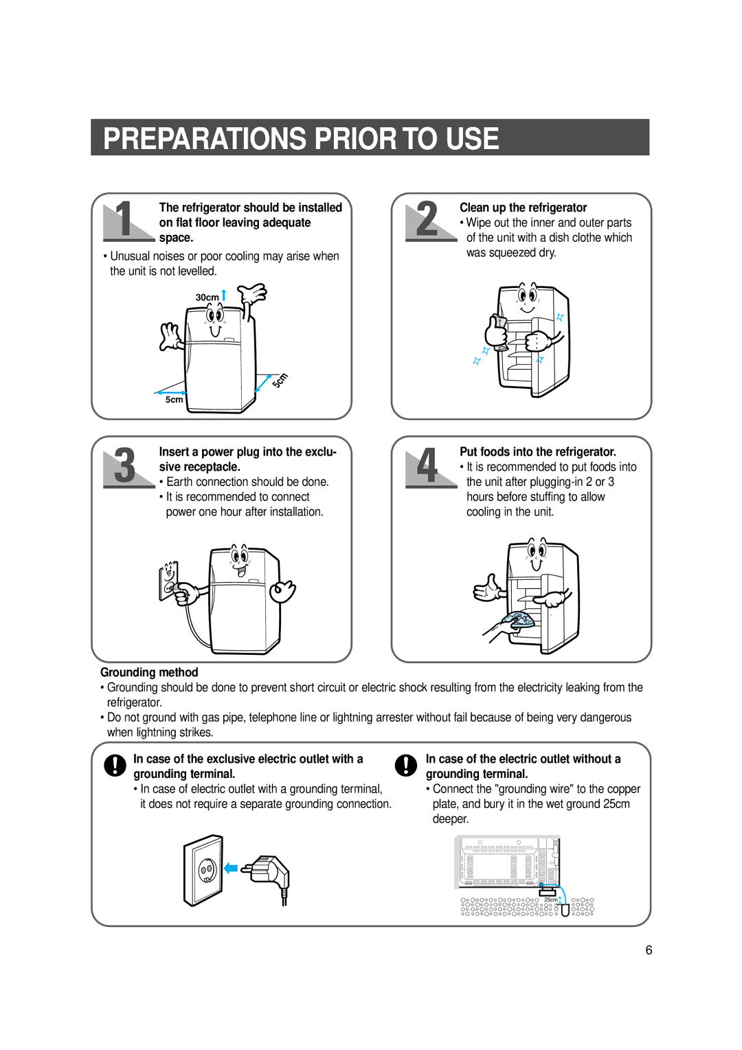 Samsung SR-519/569, SR -V52/V57 manual Preparations Prior to USE 