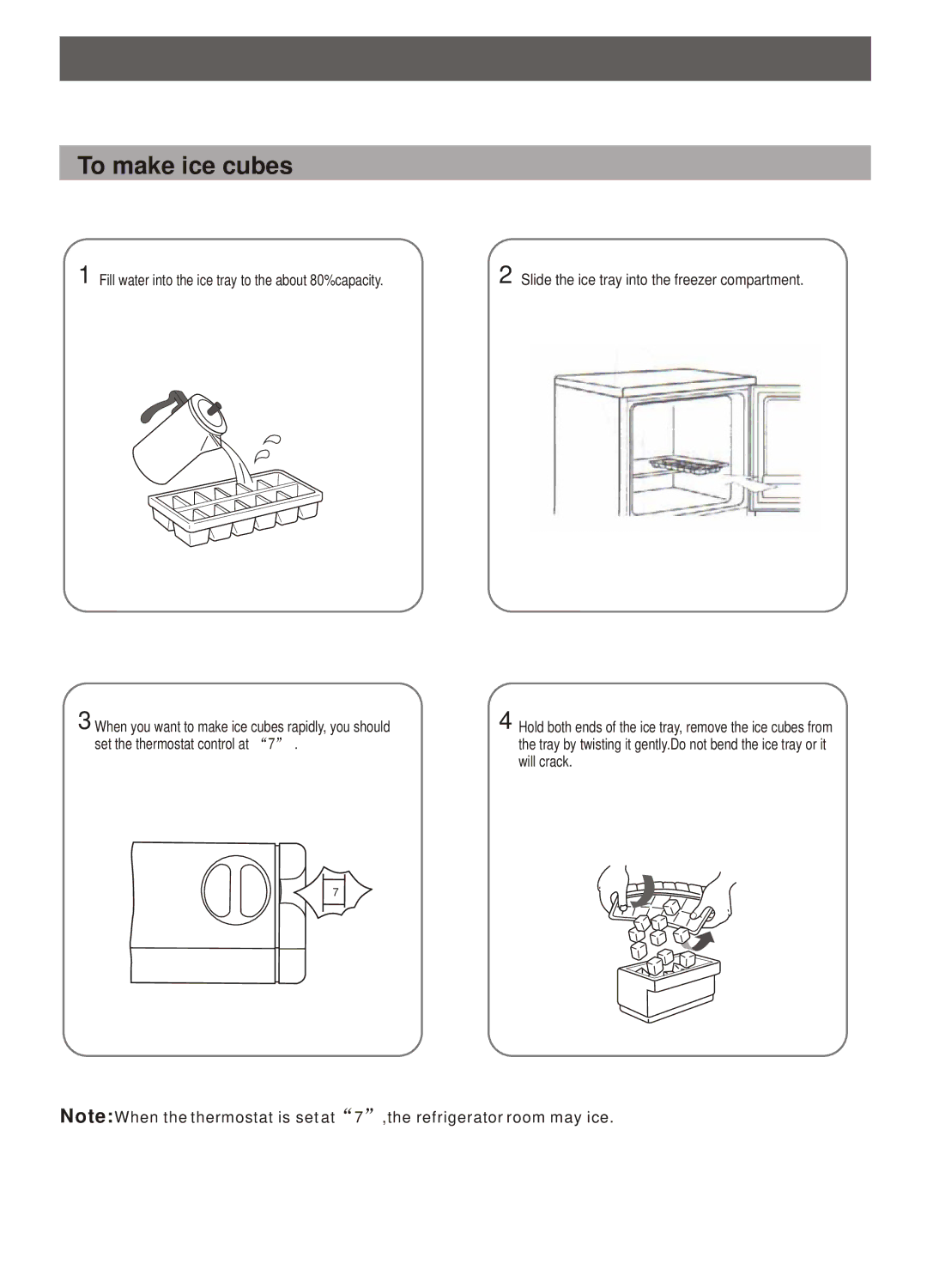 Samsung SR-18NFBA/XSV, SR-18NFBB/XSV, SR17AVRGHN/XSV, SR-17NFB/XSV, SR22BCSWHL/BUS, SR17BCSWHN/BUS manual To make ice cubes 