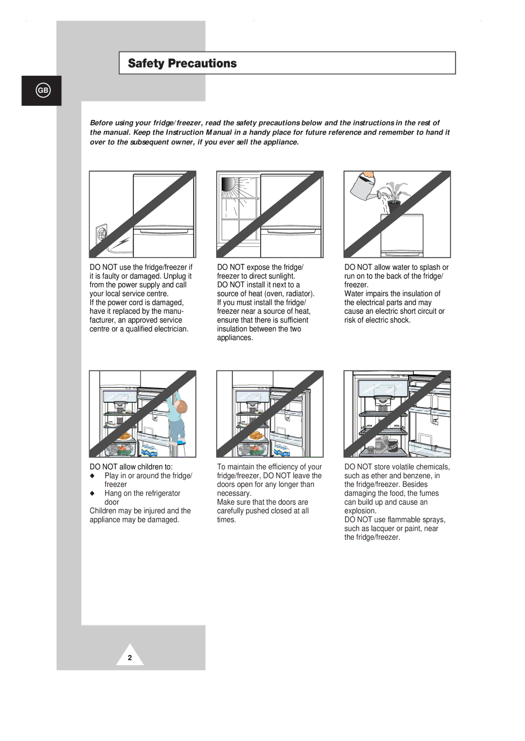 Samsung SR-29NXB, SR-29NXA, SR-32RMB, SR-28NMB, SR-29RXB, SR-33RXB, SR-28NMA, SR-32NMA, SR-28RMB, SR-33NXA Safety Precautions 