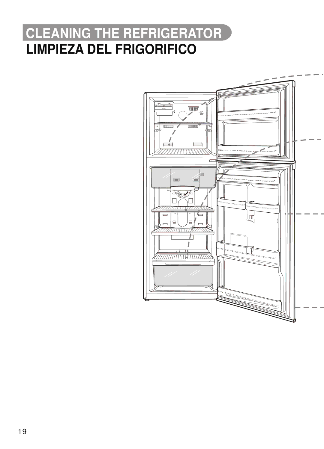 Samsung SR-32/33, SR-28/29, SR-42/43, SR-38/39 manual Cleaning the Refrigerator, Limpieza DEL Frigorifico 