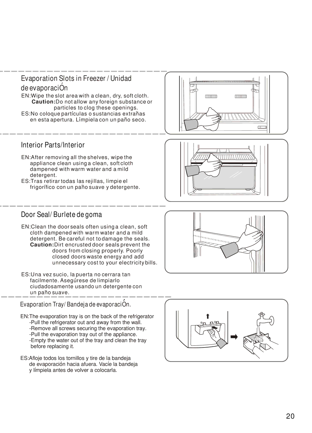 Samsung SR-28/29, SR-32/33, SR-42/43, SR-38/39 manual Evaporation Slots in Freezer / Unidad De evaporaciOn 