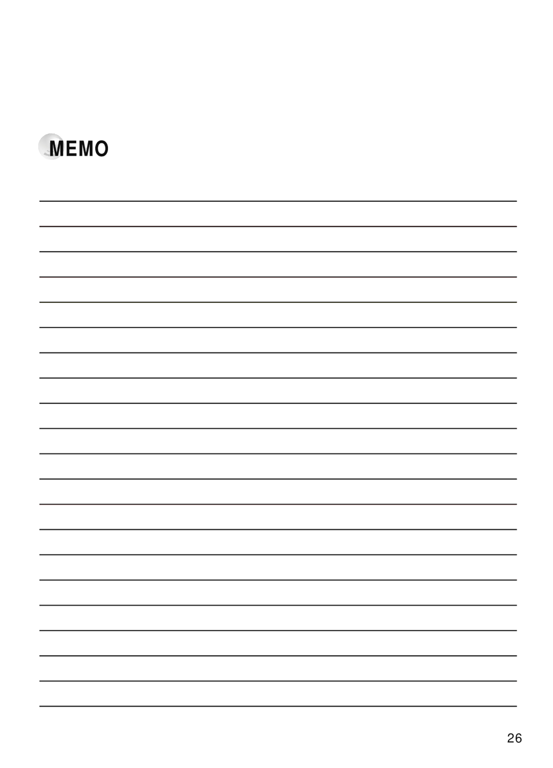 Samsung SR-38/39, SR-32/33, SR-28/29, SR-42/43 manual Memo 