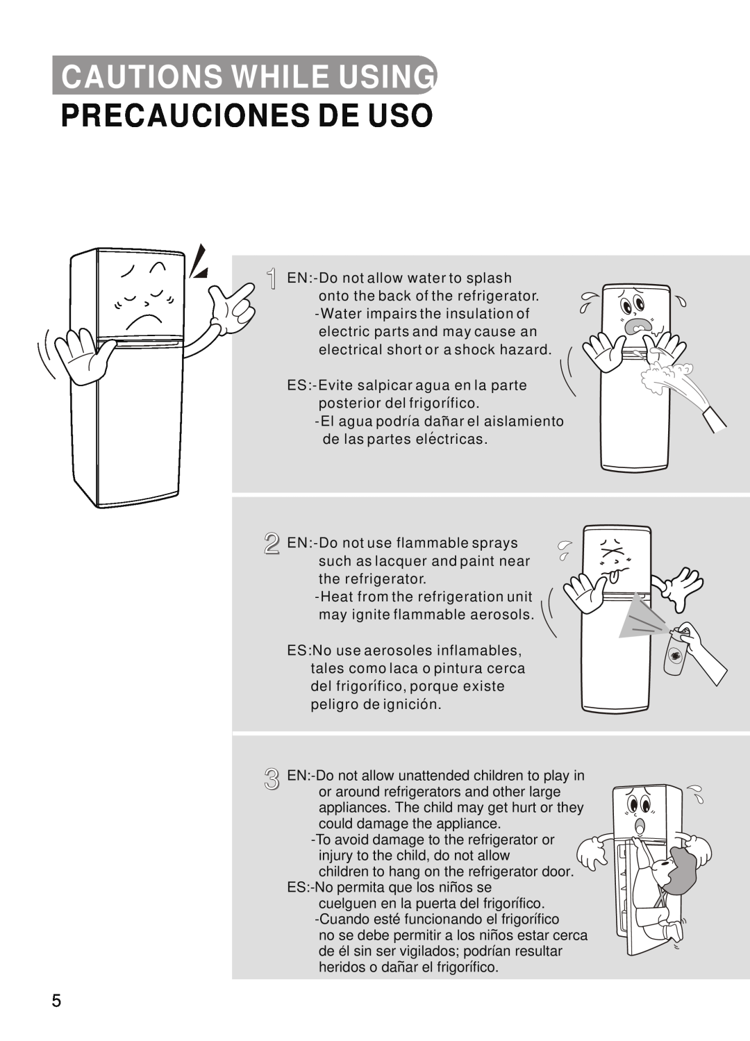 Samsung SR-42/43, SR-32/33, SR-28/29, SR-38/39 manual Cautions While Using, Precauciones De Uso 