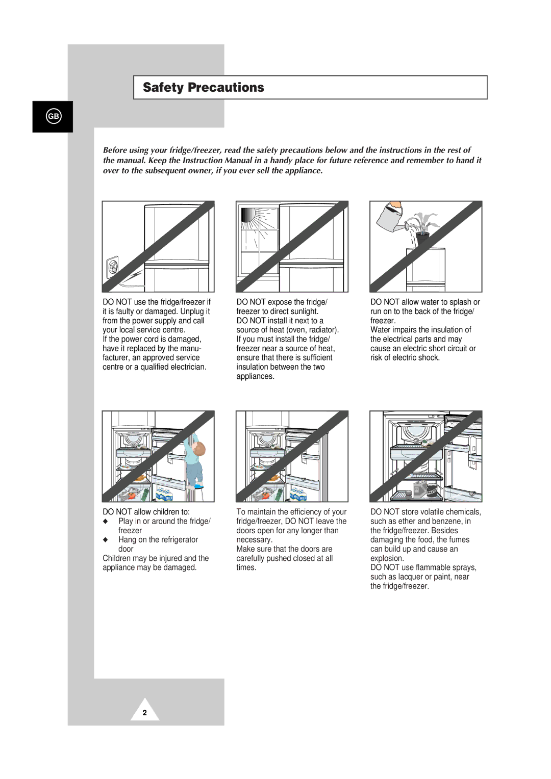 Samsung SR-30NMB, SR-37RMB, SR-37NMB, SR-30RMB, SR-30NMA, SR-34NMB, SR-34NMA, SR-37NMA, SR-34RMB, SR-44RMB Safety Precautions 