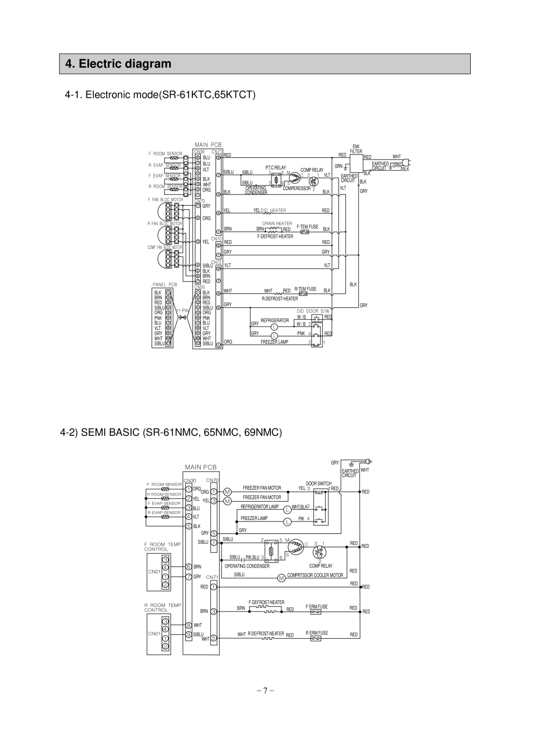 Samsung SR-69NMC, SR-65KTC, SR-65NMC Electric diagram, Electronic modeSR-61KTC,65KTCT, 4-2SEMI BASIC SR-61NMC,65NMC, 69NMC 