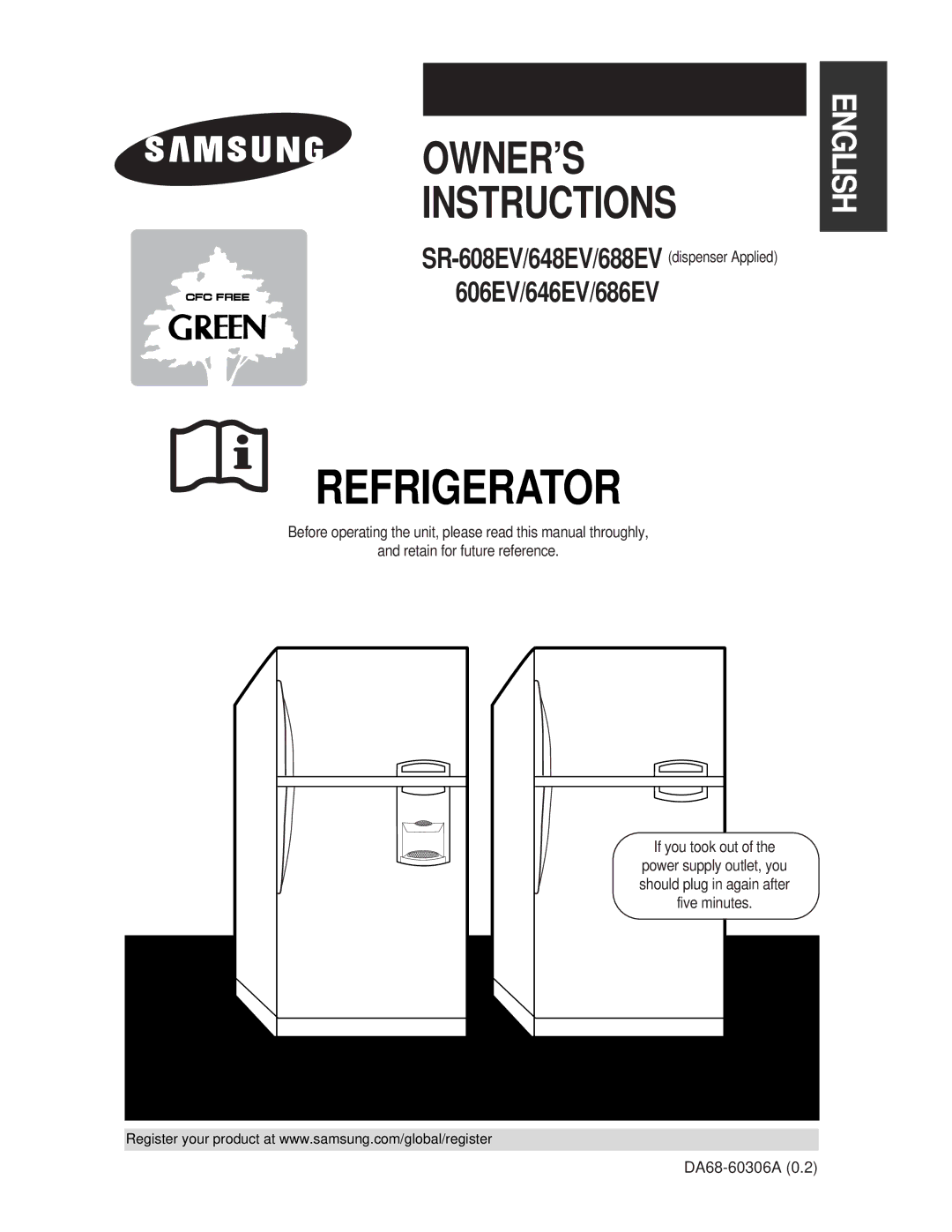 Samsung SR-646EV, SR-688EV, SR-686EV, SR-606EV, SR-648EV, SR-608EV manual Refrigerator 