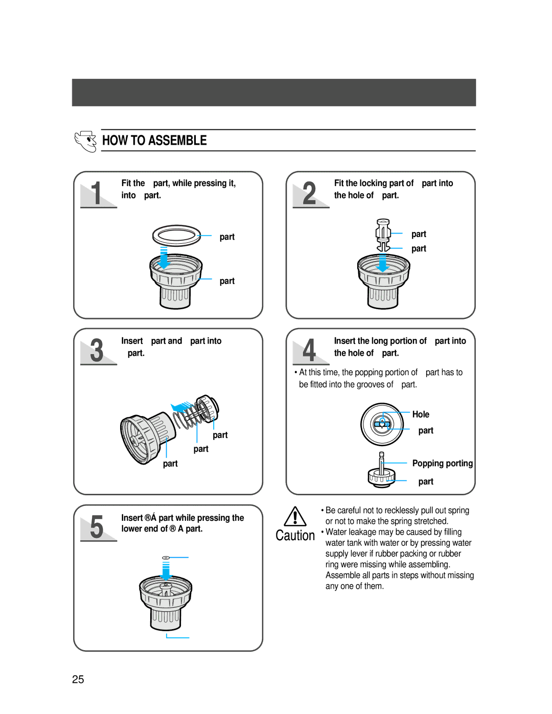 Samsung SR-686EV, SR-688EV, SR-646EV, SR-606EV, SR-648EV, SR-608EV manual HOW to Assemble 