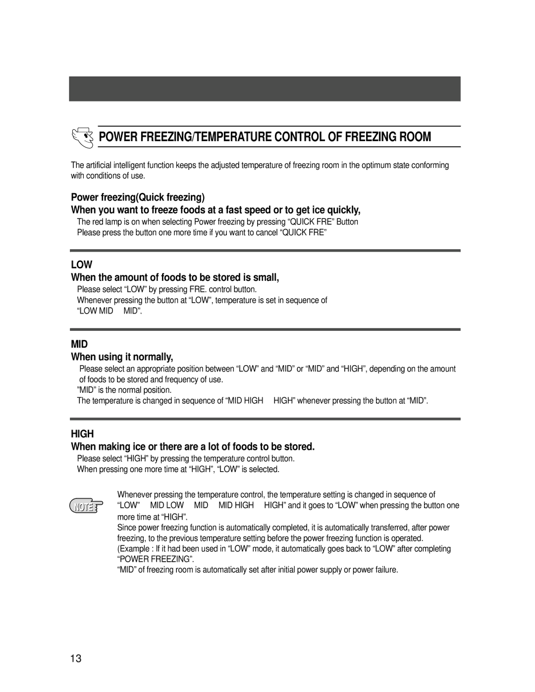 Samsung SR-686EV, SR-688EV, SR-646EV, SR-606EV manual When the amount of foods to be stored is small, When using it normally 