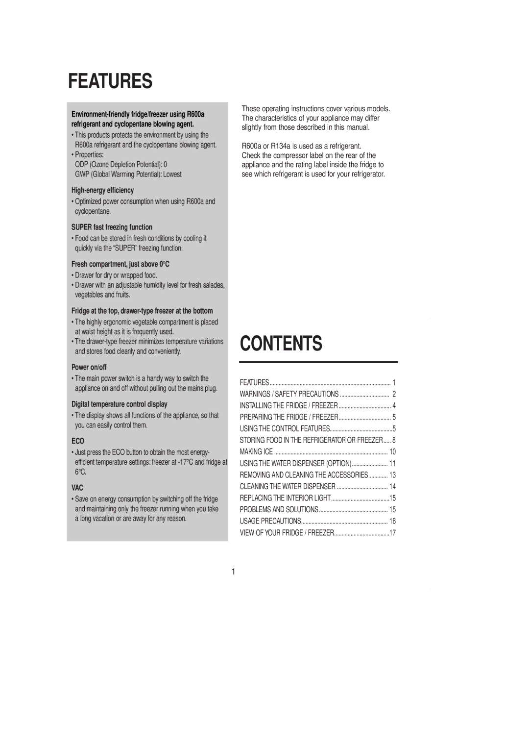 Samsung SR-L39, SR-L36 manual Features 