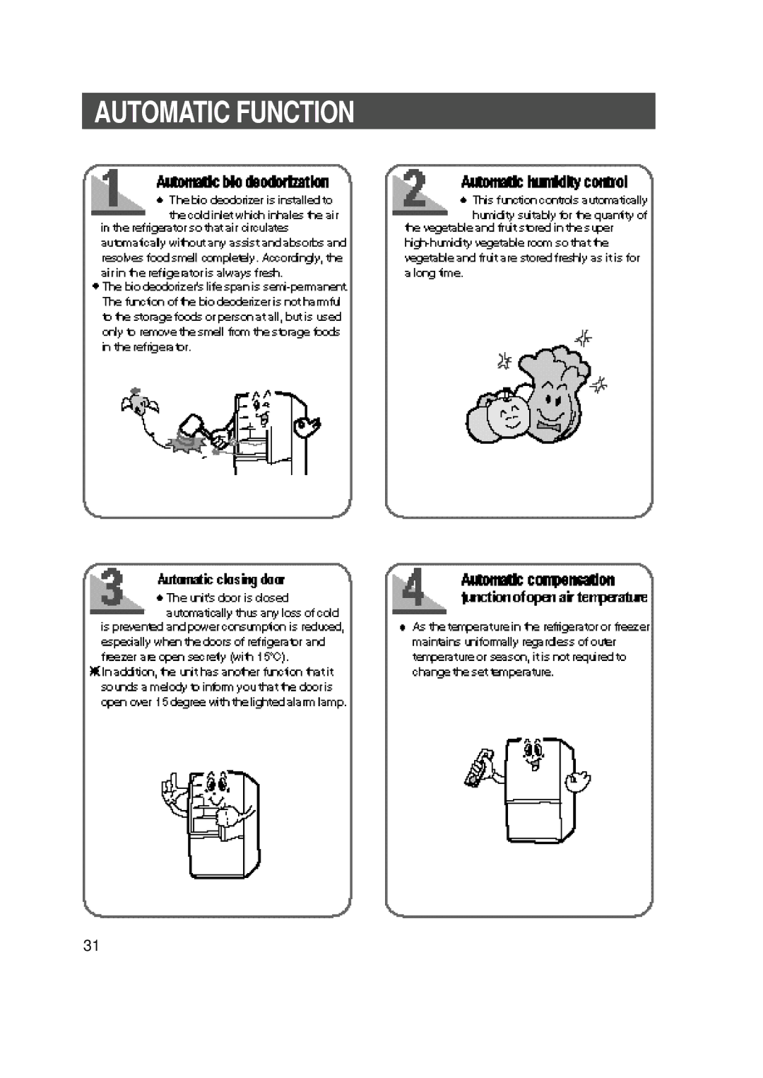 Samsung SR-L626EV, SR-L628EV, SR-L678EV, SR-L676EV manual Automatic Function 