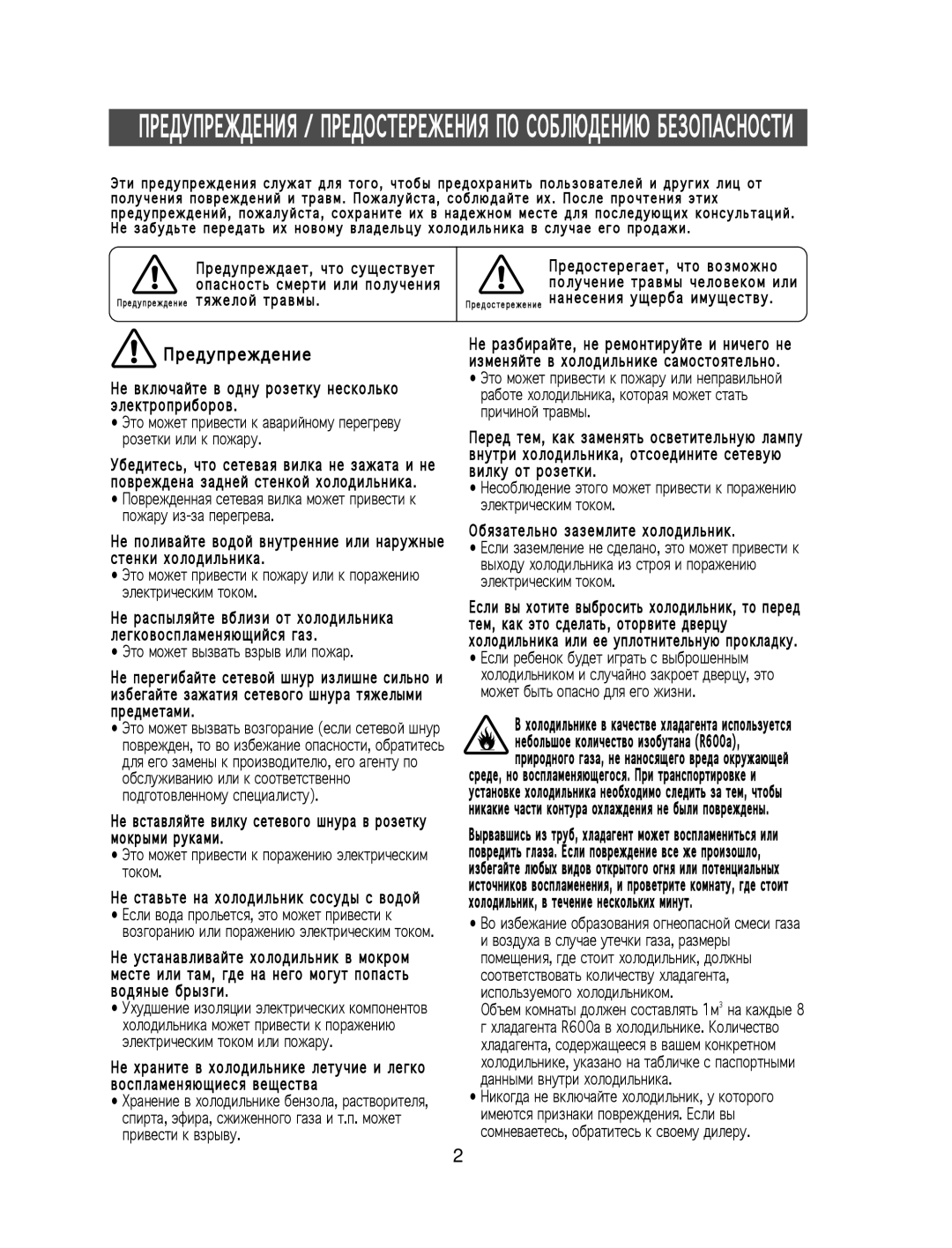 Samsung SG629ECSWH/BUS, SR-L629EV, SG629EVNBH/BWT, SG629ECSWH/BWT, SG629ECSWH/XEK, SG629EVNBH/XEK manual О Ю А О, Редупреждение 