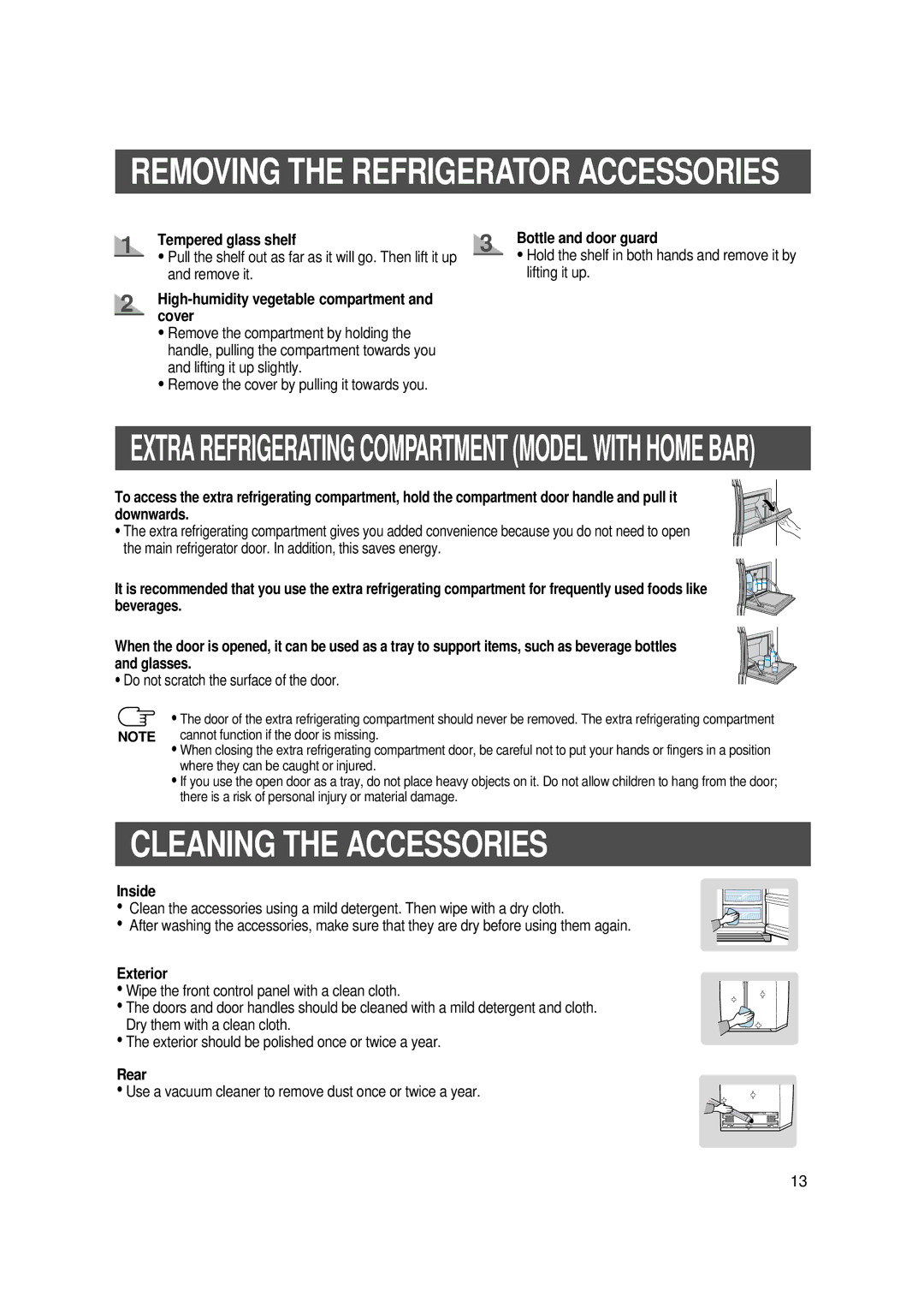 Samsung SR-S20, SR-S22 user manual Cleaning the Accessories 