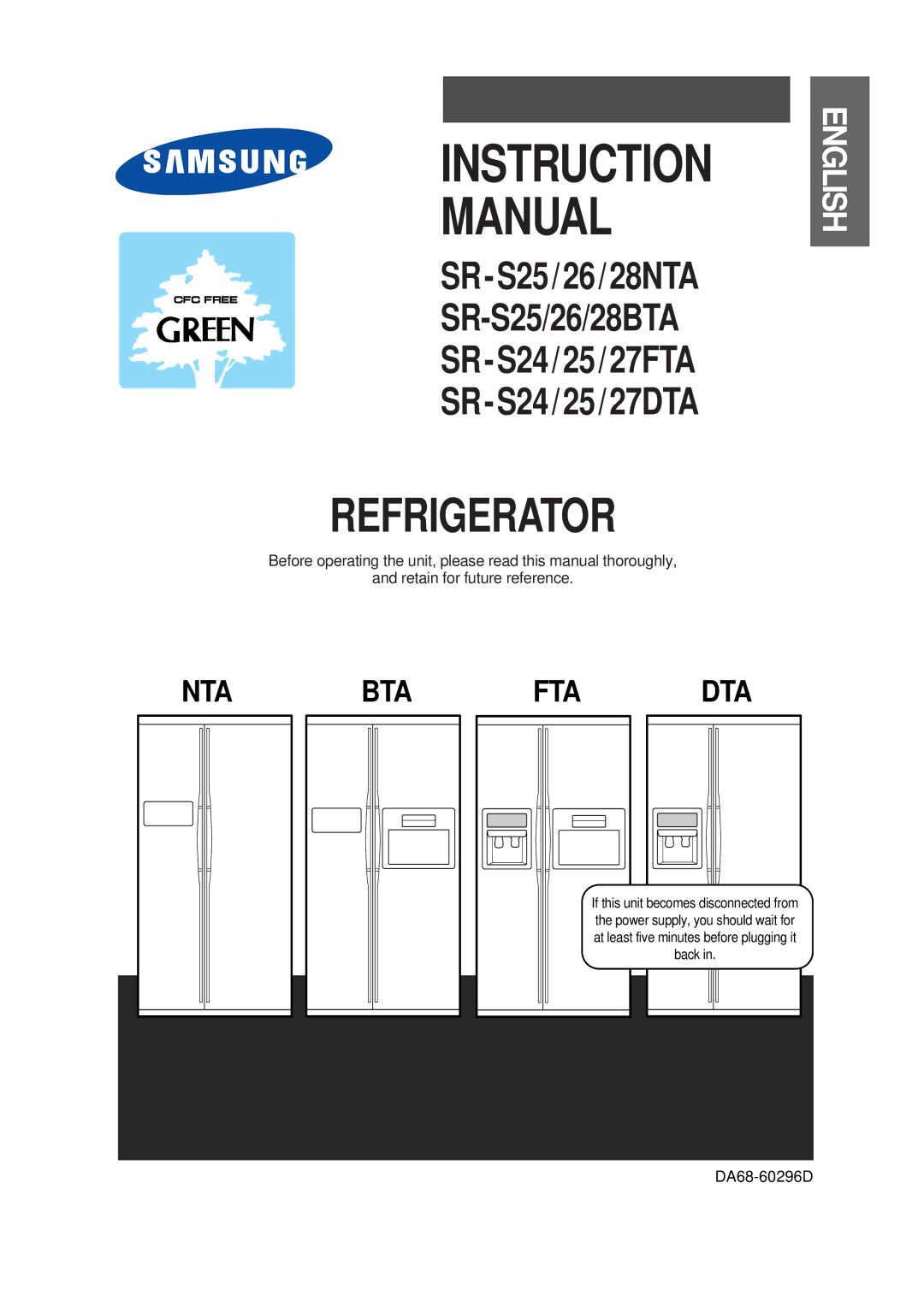 Samsung SR-S27DTA, SR-S28BTA, SR-S25, SR-S27FTA, SR-S26, SR-S28NTA instruction manual Instruction Manual 