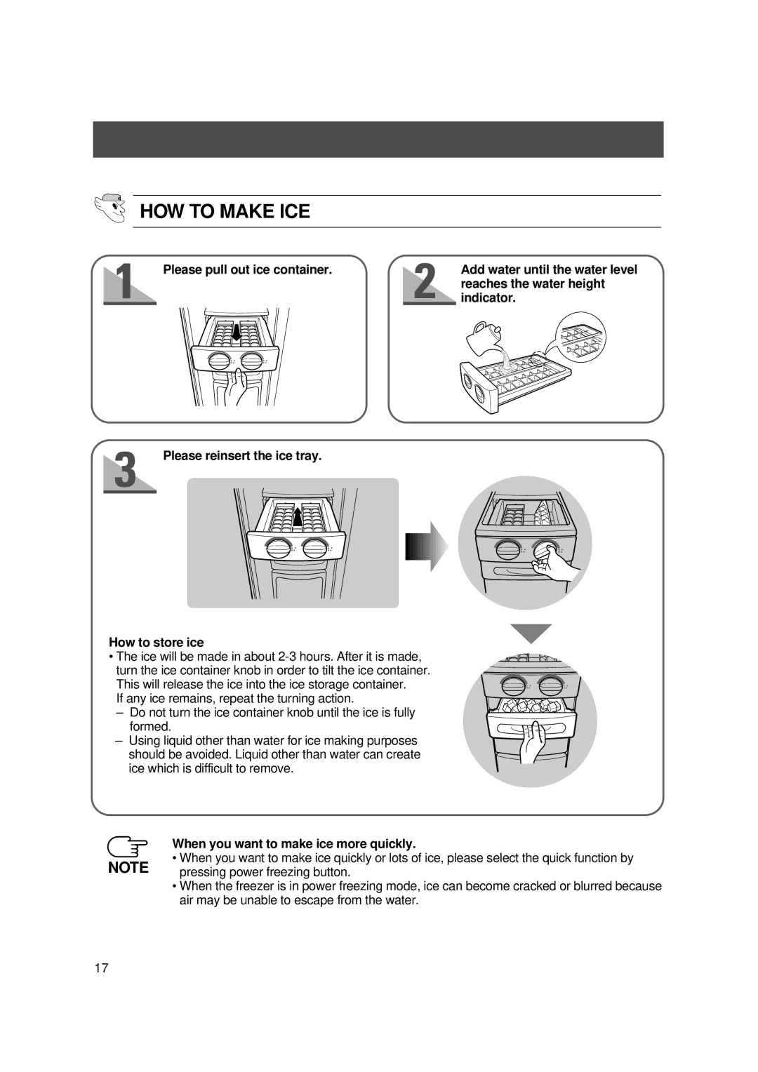 Samsung SR-S28BTA, SR-S27DTA, SR-S25, SR-S27FTA, SR-S26, SR-S28NTA instruction manual HOW to Make ICE 