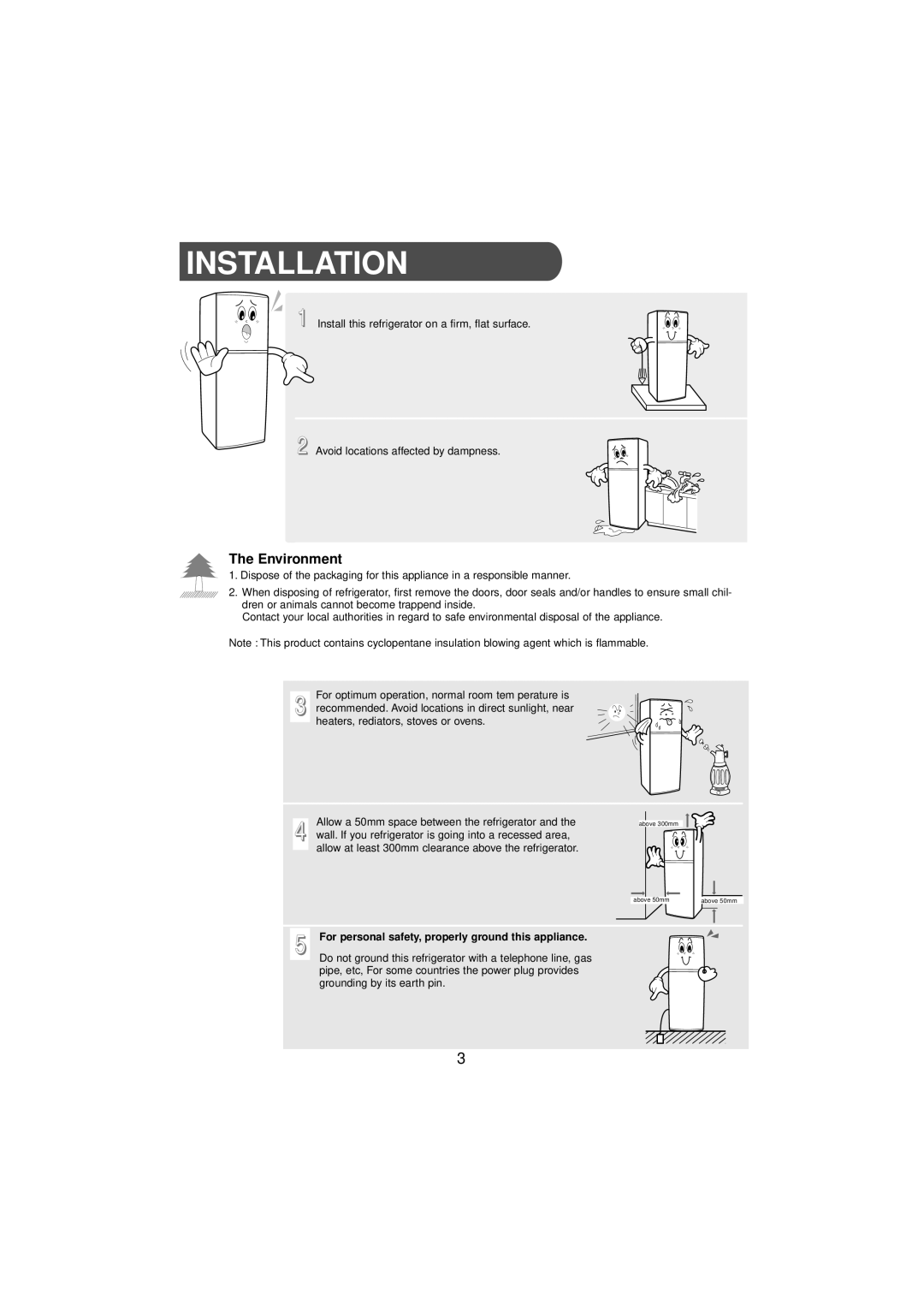 Samsung DA68-01454B, SR210NME manual Installation, Environment 