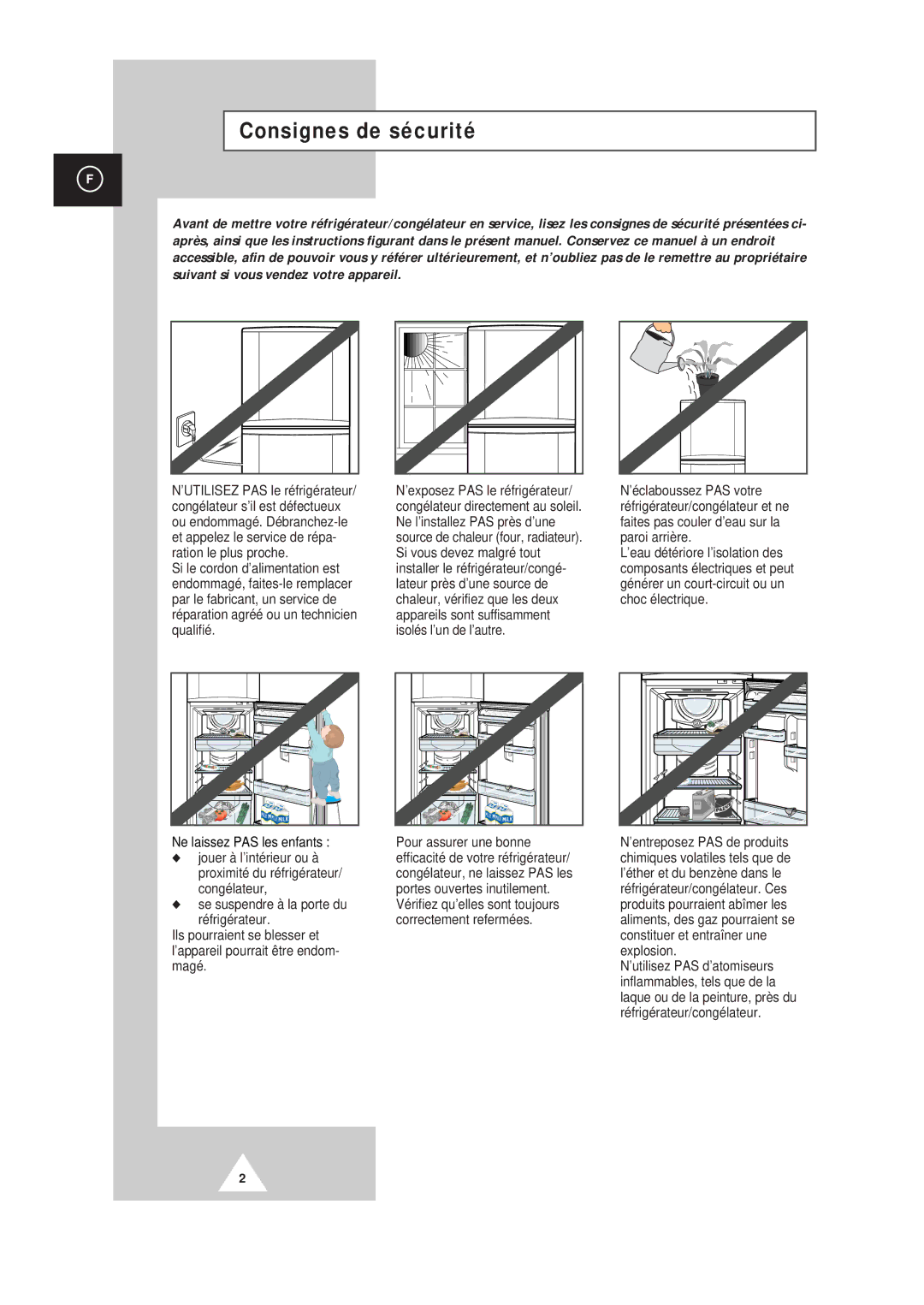 Samsung SR30WB1/CAH, SR34WB1/XEF, SR34WB2/XEF, S32BMCSWQN/CAF, SR44WA1/XEF, SR37WD1/XEF, SR34WB1/CAF manual Consignes de sécurité 