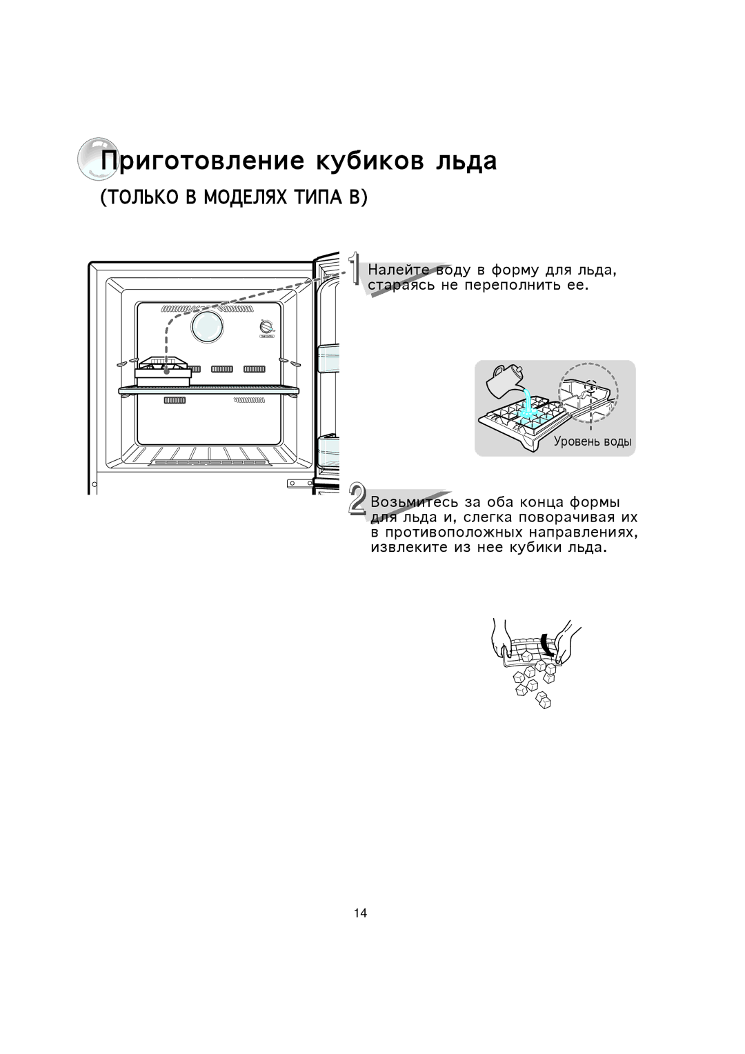 Samsung SR37GB1/BWT, SR37WD1/BWT, SR34WD1/BWT, SR30WD1/BWT, SR44WD1/BWT, SR30GF1/RUS, SR34BB1/BWT Риготовление кубиков льда 