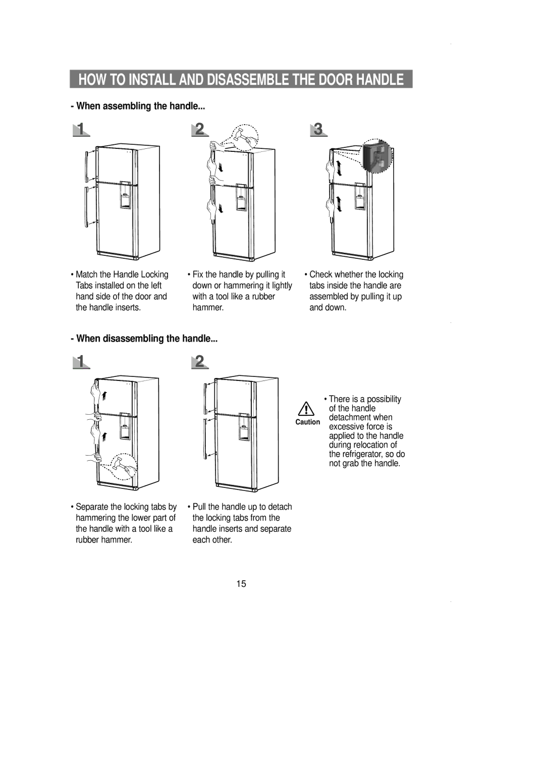 Samsung SR519DP owner manual HOW to Install and Disassemble the Door Handle 